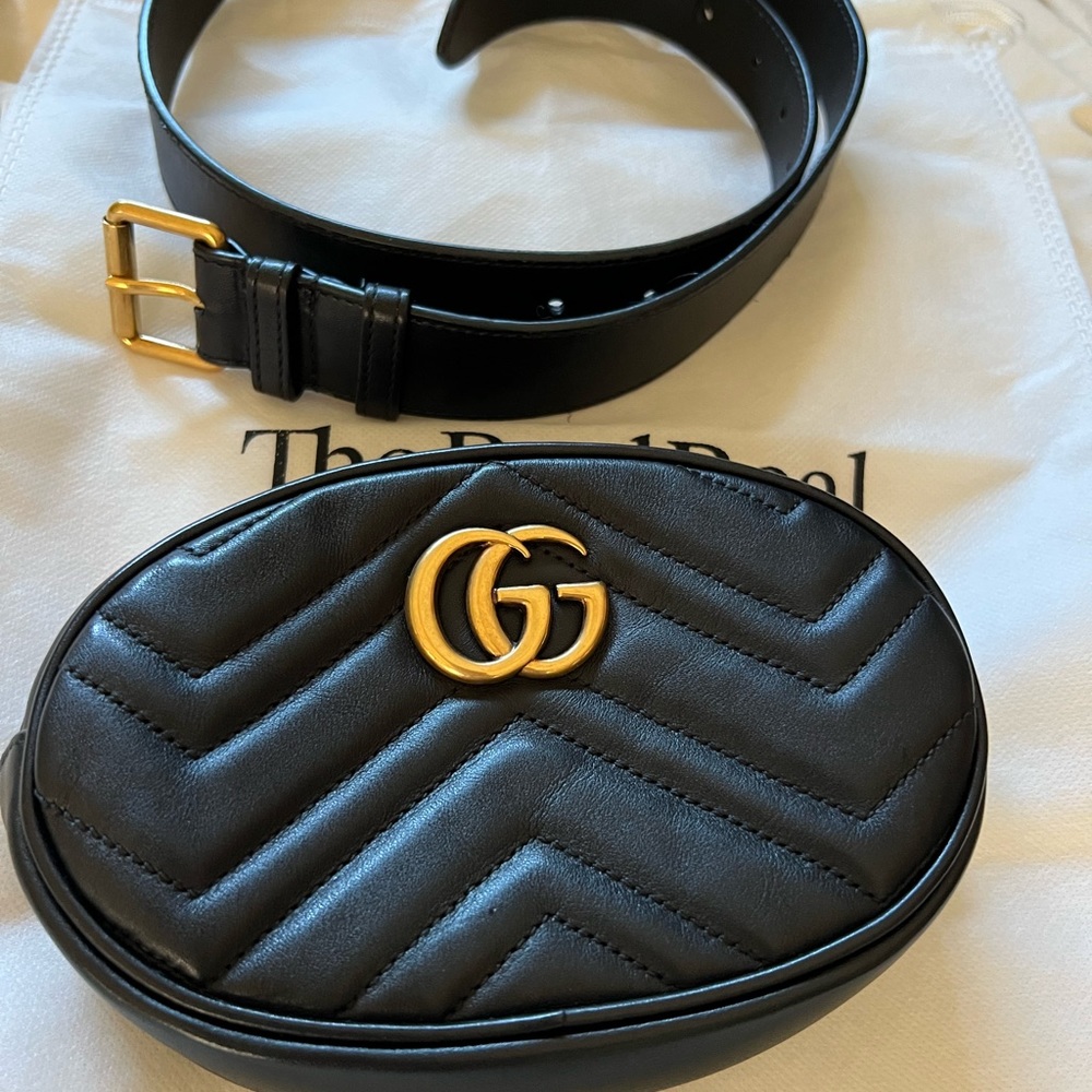 Gucci Marmont Matelasse Black Belt Bag